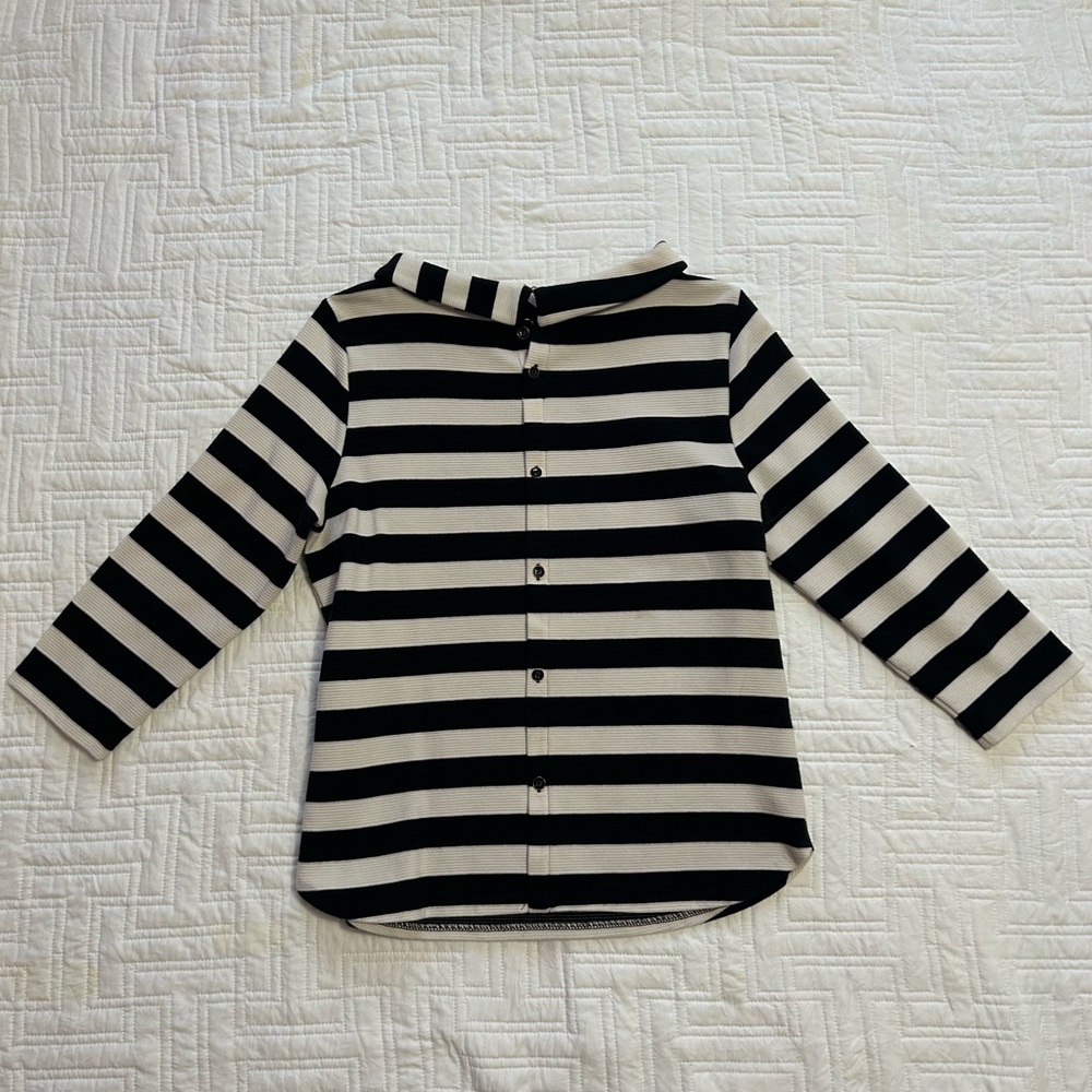Talbots Black and White Striped Button Down Shirt